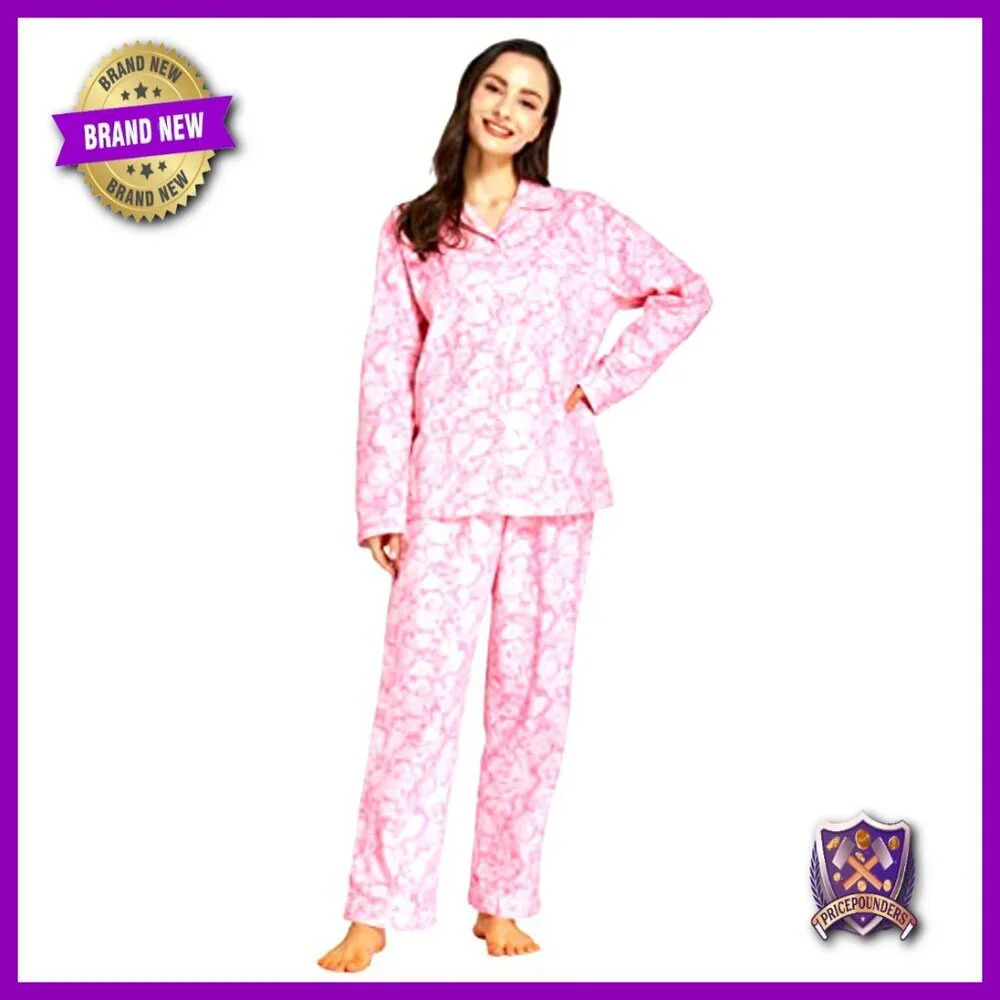 Women's Cotton Flannel Pajama Set Long Sleeve Button Down